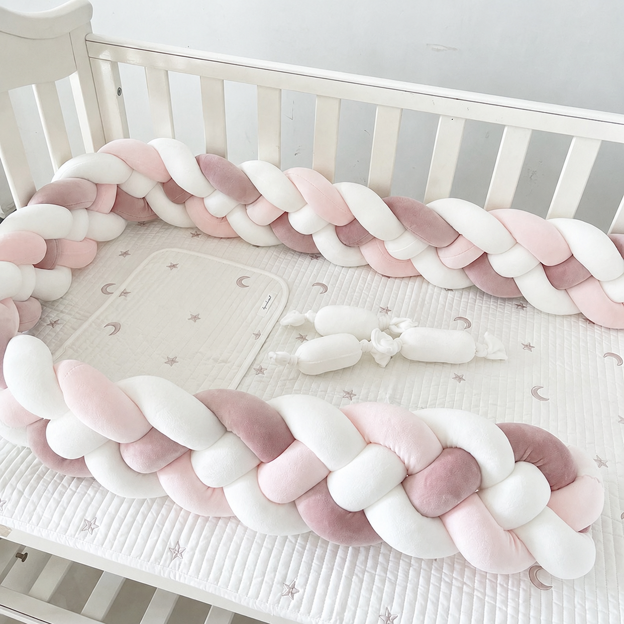 Gevlochten Bed & Box Beschermer Roze
