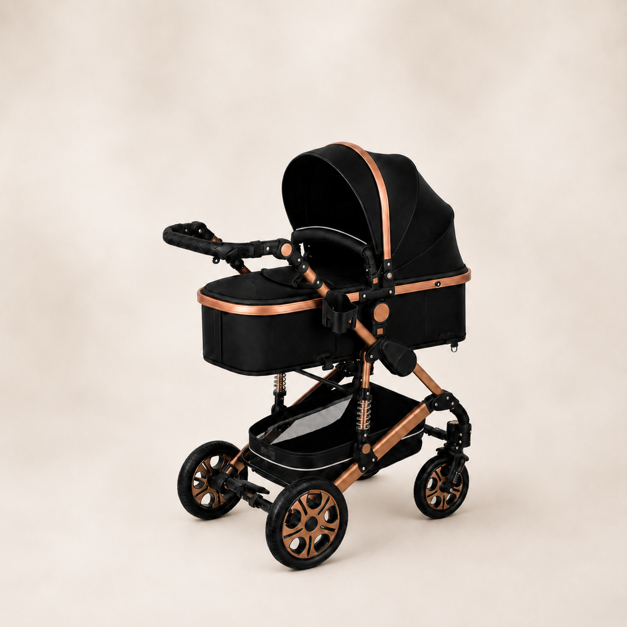 Luxe 3-in-1 Kinderwagen Zwart/Koper - kinderwagen modus