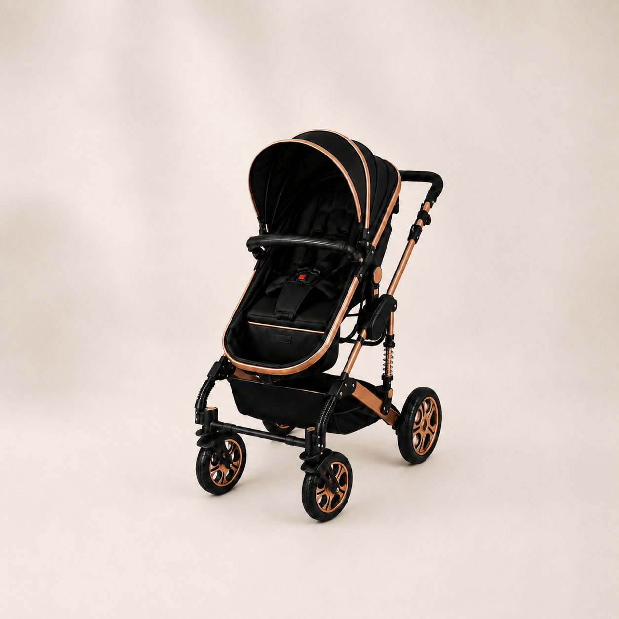 Luxe 3-in-1 Kinderwagen Zwart/Koper - wandelwagen modus